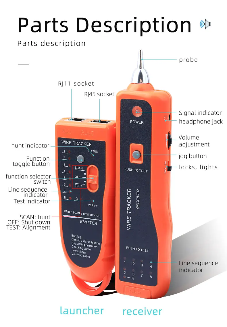RJ11 RJ45 Network Cable Tester XQ-350 - Efficient Ethernet Wire Tester ...