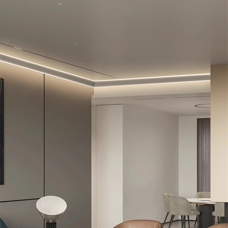 Ceiling Edge Top Corner LED Aluminum Profile Embedded Reflector Channels Drywall Backlight Living Room Decor Linear Strip Lights