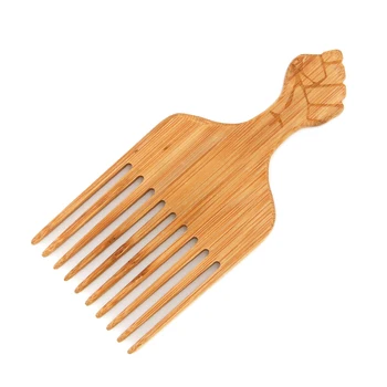 Low MOQ Factory Direct Supply Wooden Hair Comb New Design Bamboo Afro Hair Pick Comb For Detangling Hair