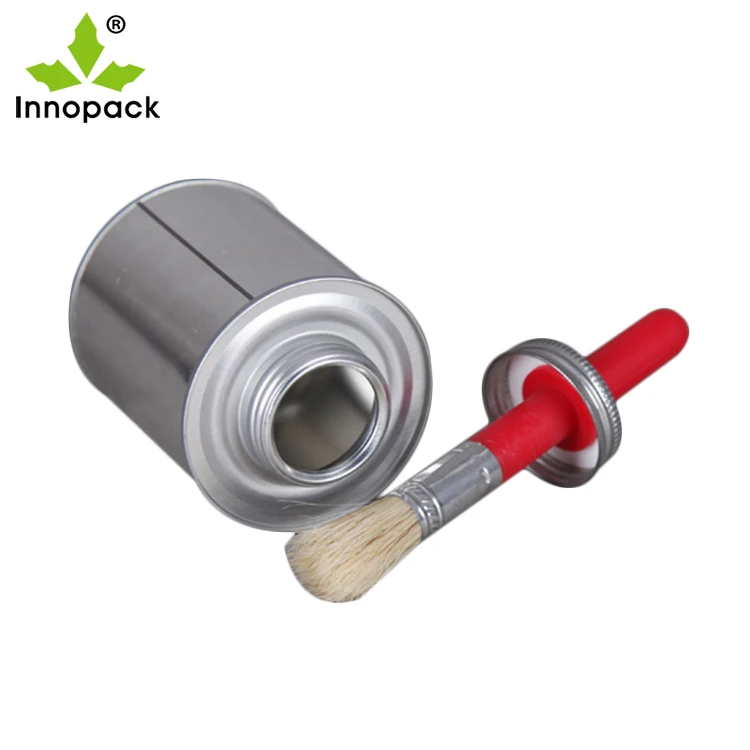 500ml Empty Metal Glue Container with Plastic Lid Brush Container for Horse Hoof