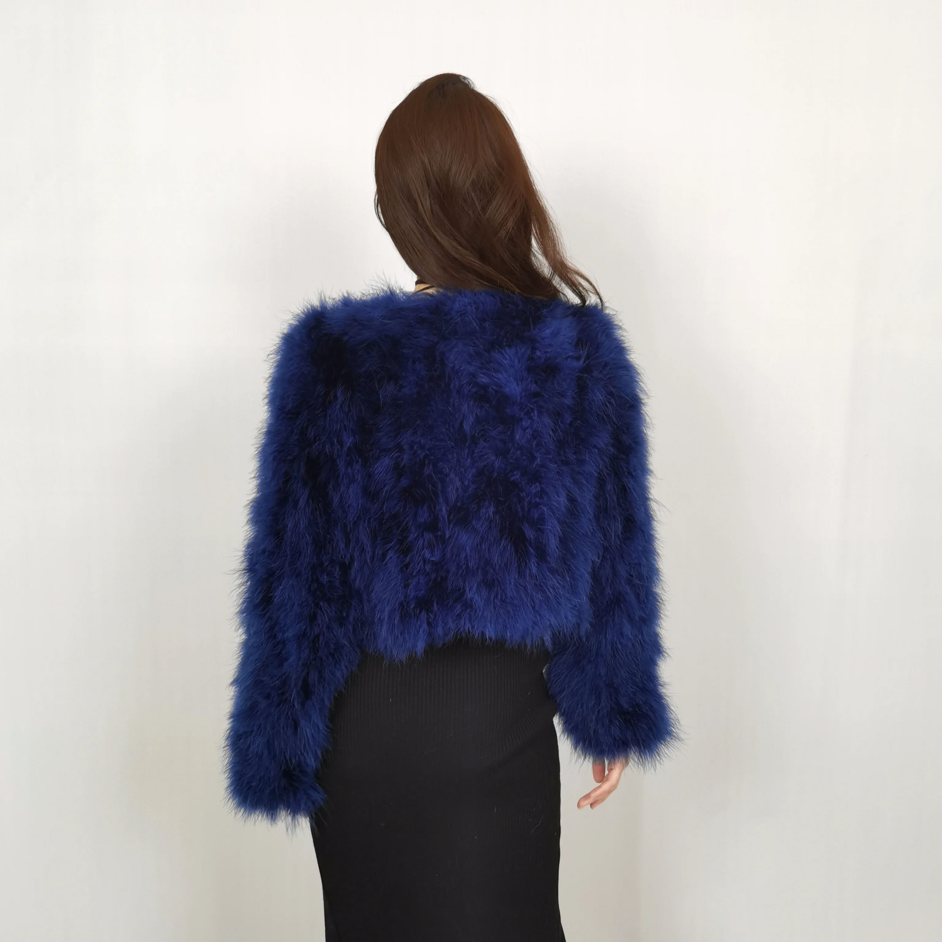Custom Winter Warm Ostrich Feather Jacket Women Real Turkey Feather Coat Plus Size Women's Top Jacket