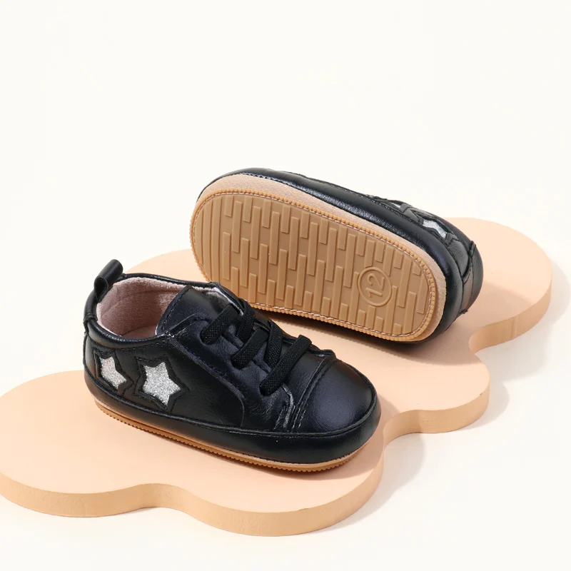 Wholesale New Arrival Anti-Slip TPR Soft PU Baby Dress Shoes with Flat Outsole for Boys and Girls Tollder Baby Walking Shoes details