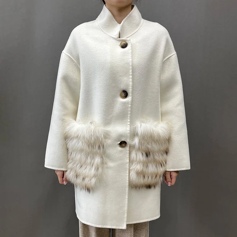 Wholesale Luxury Long Alpaca Sheep Wool Fur Coat Women Genuine Cashmere ...