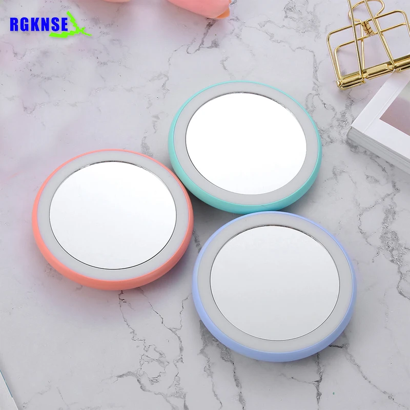 
Портативное Зеркало LED Беспроводная зарядка через USB макияж зеркало круговой Многофункциональный компактный зондирования освещения косметическое зеркало 