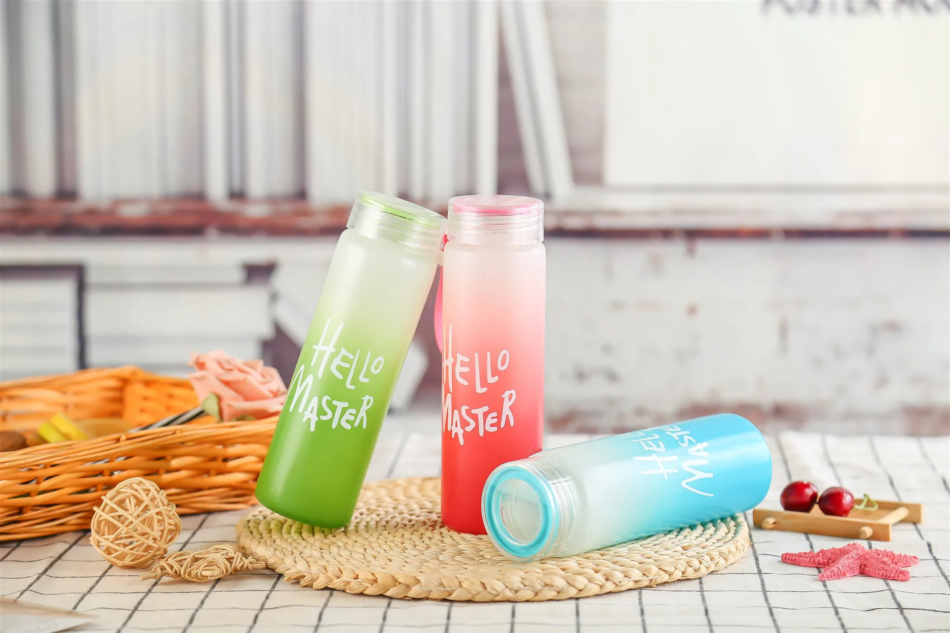 Custom Glass Cup Letter Glass Water Cup Colorful Frosted Glass Drinking Bottle With Lid Buy