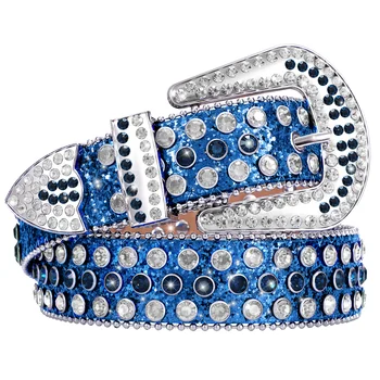 BB Fast Delivery Luxury Crystal Women Men Belt Unisex Diamond Studded Rhinestone Belts Western Sparkle Designer Leather Belts