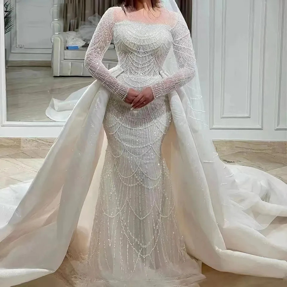 slim fit dress slacks Simple and Sleek A-Line Satin Wedding Dress with Long Sleeves White / 18w main image 1