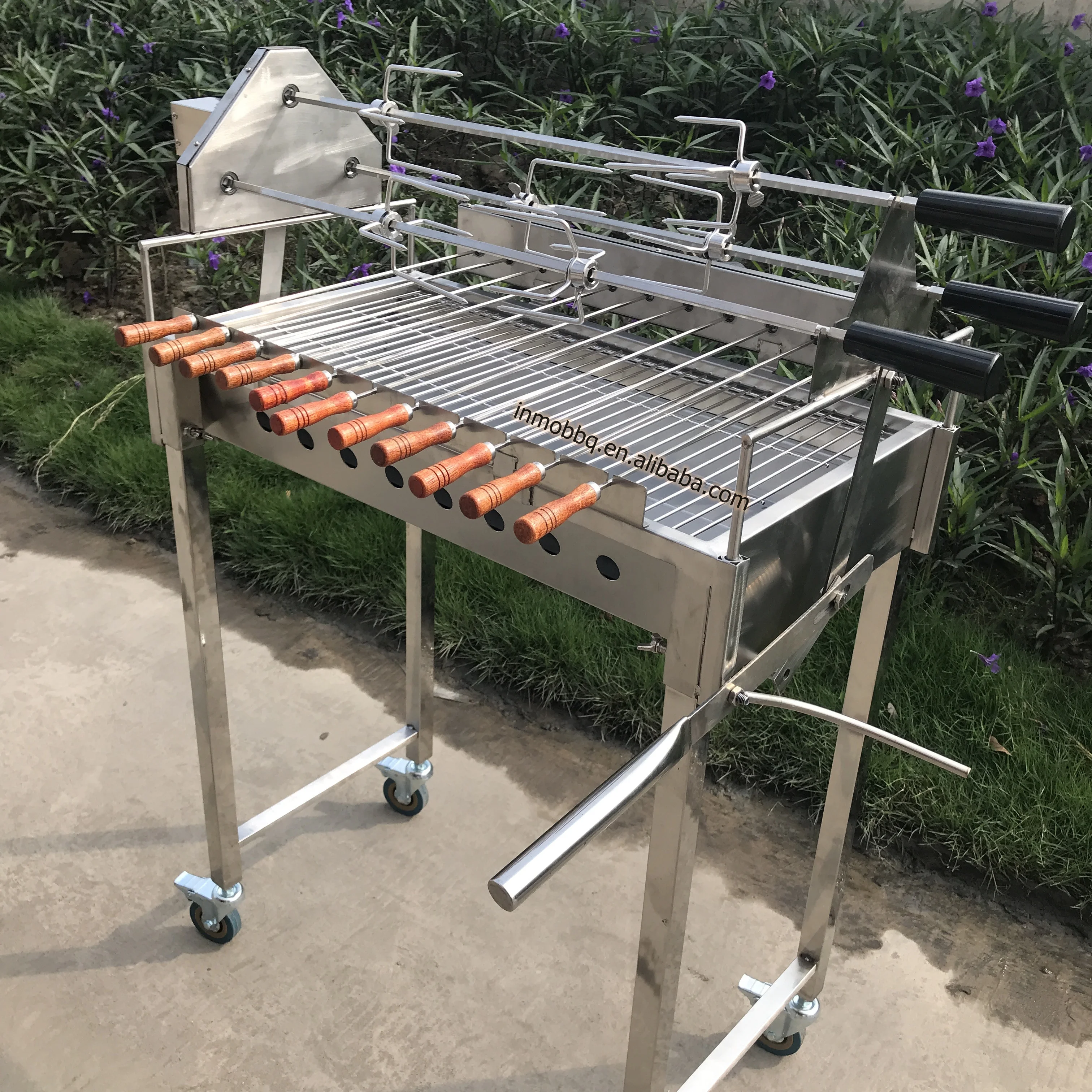 Barbecue Portatile Greco-Cipriota Foukou - Con Girarrosto Regolabile In Altezza, Vassoio In Acciaio, Per Souvla E Souvlaki