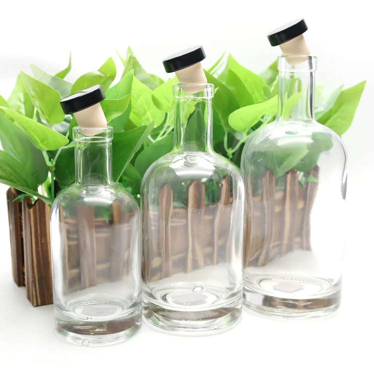 100ml 200ml Luxury Wholesale clear Customized Cork Top Liquor Spirits Rum Vodka Whiskey Tequila Gin OSLO Glass Bottles