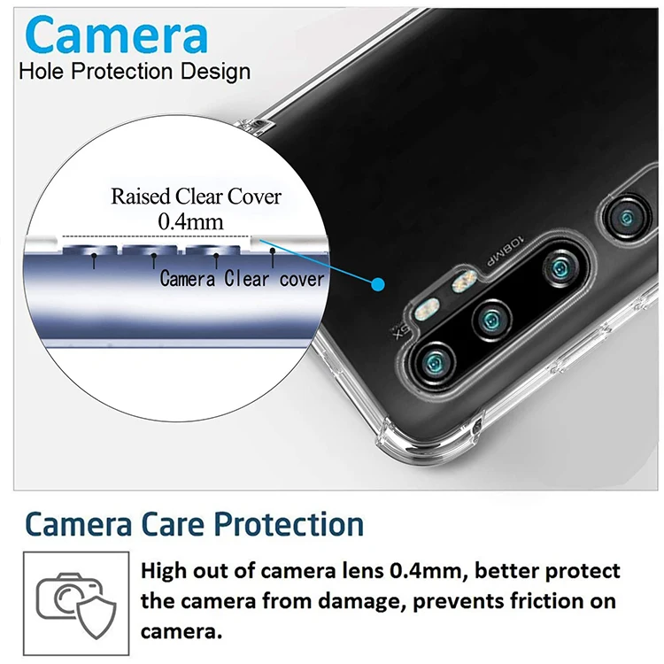 For Mi Note 10 Lite Bumper Case,Shock Resistance Clear Tpu Protective Case Cover for Xiaomi Mi Note 10 Lite Funda Para Telefonos