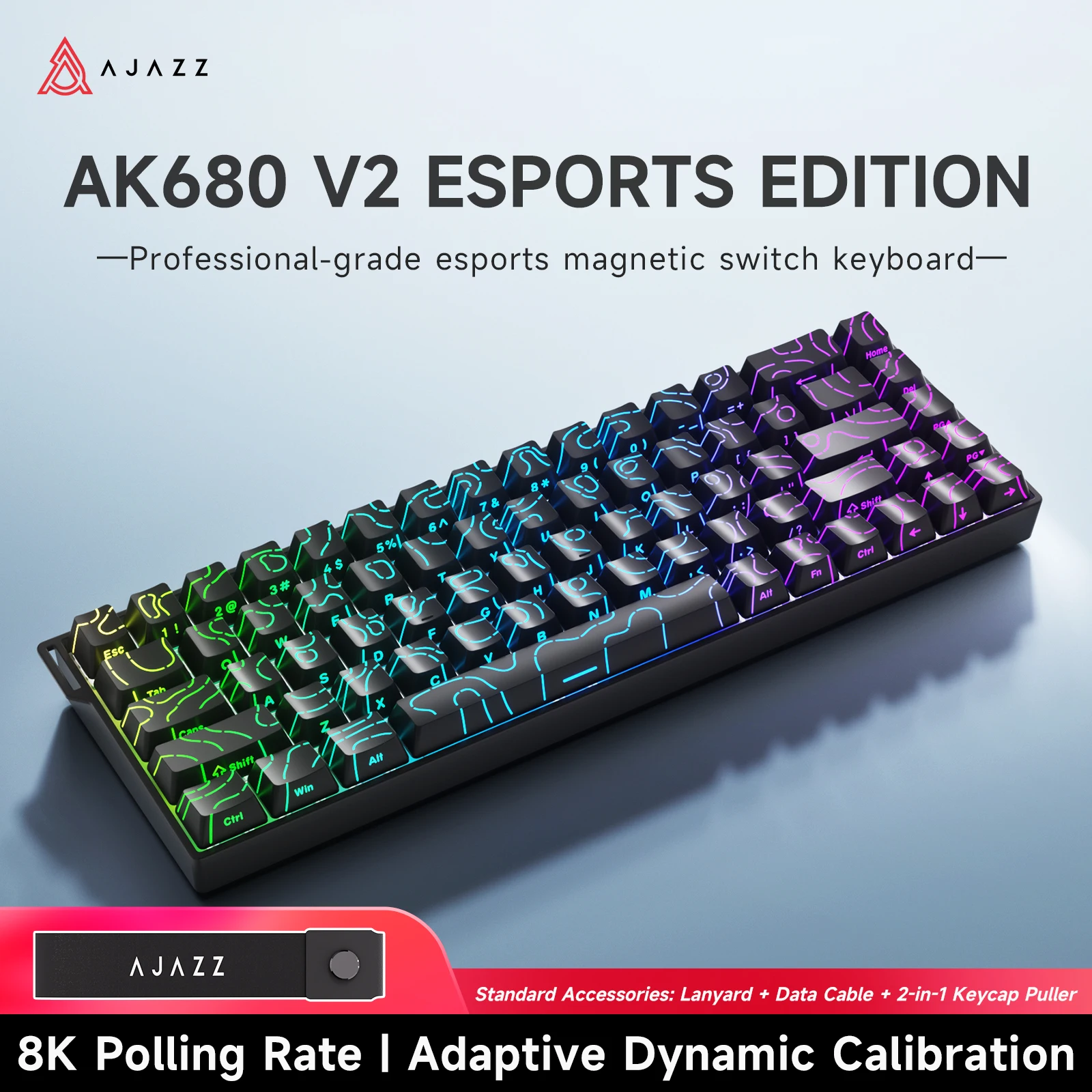 Ajazz AK680 V2 Oyun Mekanik Klavyesi Manyetik Eksen 68 Tuşlu RGB
