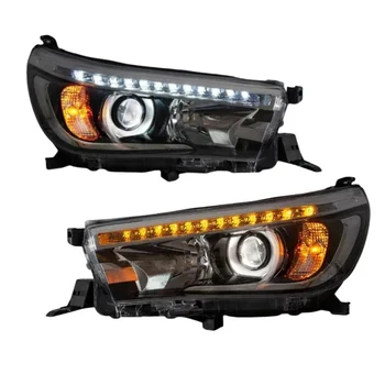 YBJ Car Accessories LED Headlights For Toyota Hilux Revo 2015-2021 8th Gen AN110 AN120 AN13 ROCCO Sequential (Bulbs Needed)