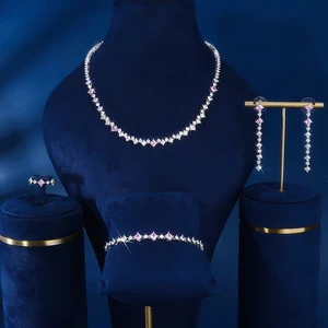 Bridetalk's Original Design Fashionable 4-Piece Copper Zircon Jewelry Set Brass Material for Women's Daily Wear Weddings Parties