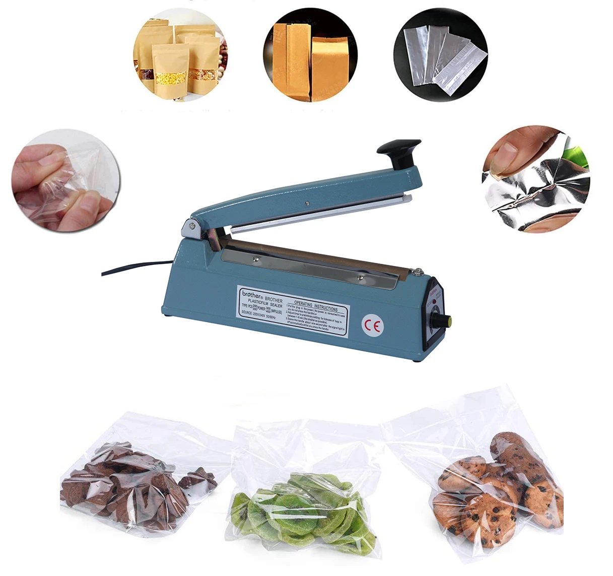 Impulse HEAT SEALER PLASTIC BAG FILM SEALING MACHINE 100/200/300/400mm UK