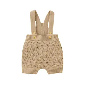 Custom 100% Cotton or Bamboo Baby Pants&shorts Boy or Girl Knit Sweater Romper Beige pink Grey Color Option Winter Baby Overalls