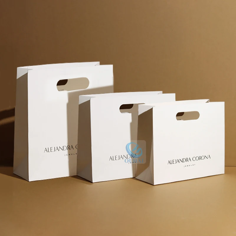 New Design Gift Paper Bag Die Cut Handle Ribbon Free Sample Custom ...