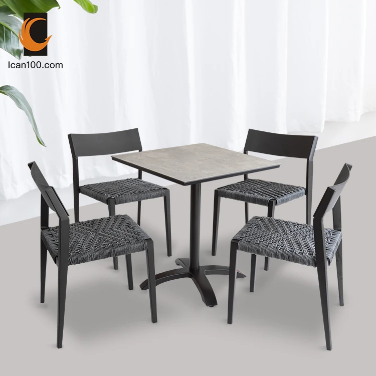 European Style Rattan Dining Table And Chairs Cube Garden Furniture