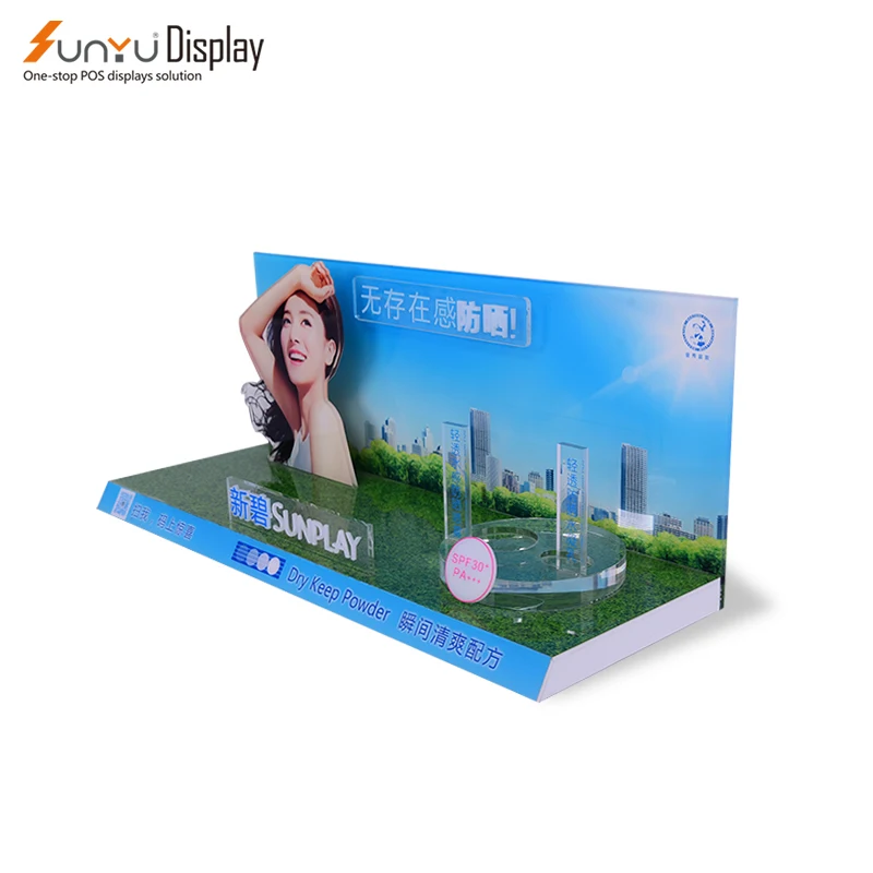 Sunyu Customized Skincare Makeup Display Stand Hot Sale High Quality Acrylic Cosmetics Store Exhibition Advertising Use