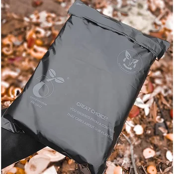 Custom design black big eco friendly compostable parcel express shipping satchels poly mailer mailing biodegradable postage bags