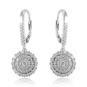Italy Style 925 Sterling Silver France Lock Earrings with Pave Diamond Zircon Gold Plated Trendy Wholesale Jewelry for Weddings