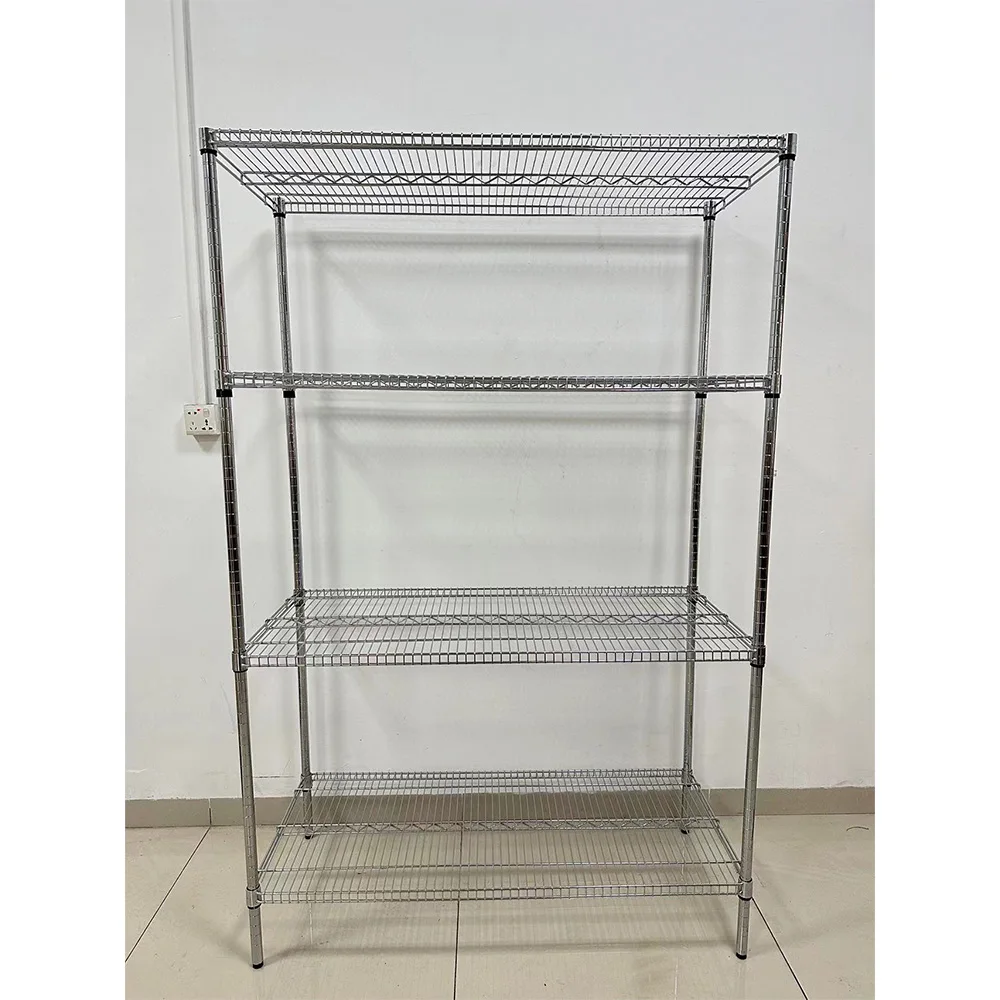 Bend Wire Shelf Heavy Duty Steel Metal Shelving Unit Adjustable Feet 4-Tire Wire Shelving NSF Certified Storage Rack