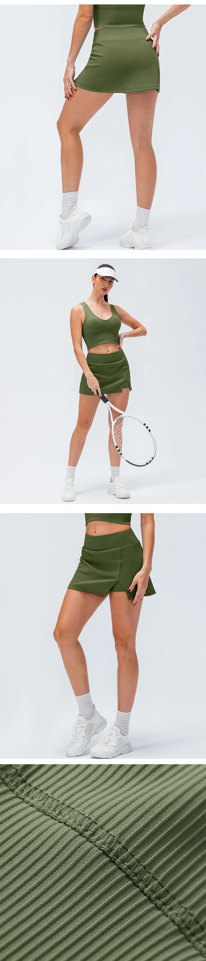 Manufactory OEM High Waist Custom Logo Women's Gym Tennis Wear Wholesale Fitness Sport Yoga Skirts Pants Drseees details