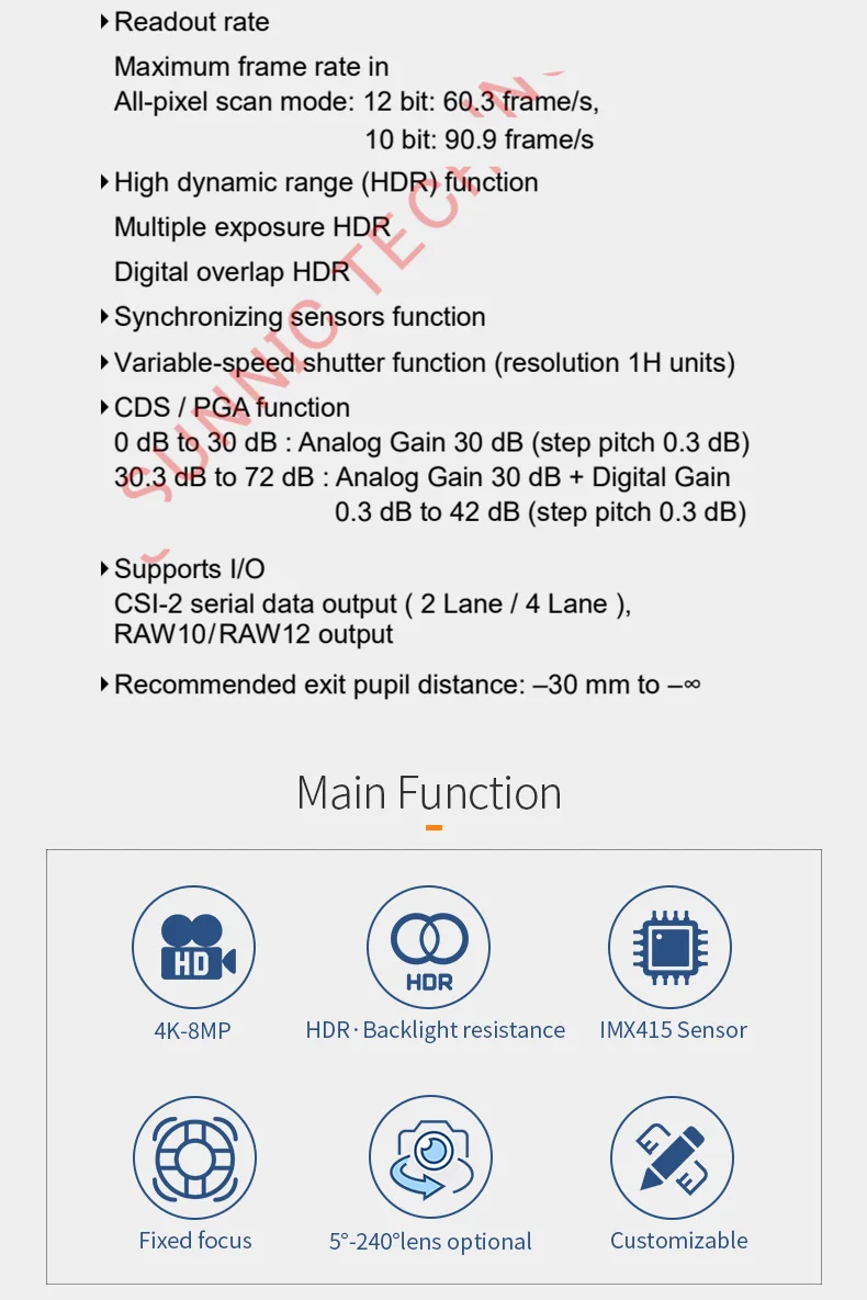 DGZX 4K HD IMX415 Backlight Recognition Camera 8MP Wide Angle Surveillance Smart Home Camera Module插图2