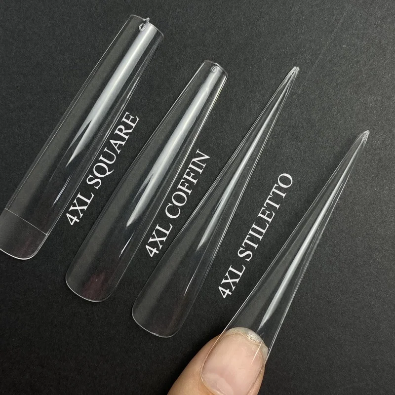 New Arrival XS XXS Short Coffin Almond Full Cover Matt Nail Tip Custom Logo Wholesale Stiletto Square Clear Nail Tips Sample Box