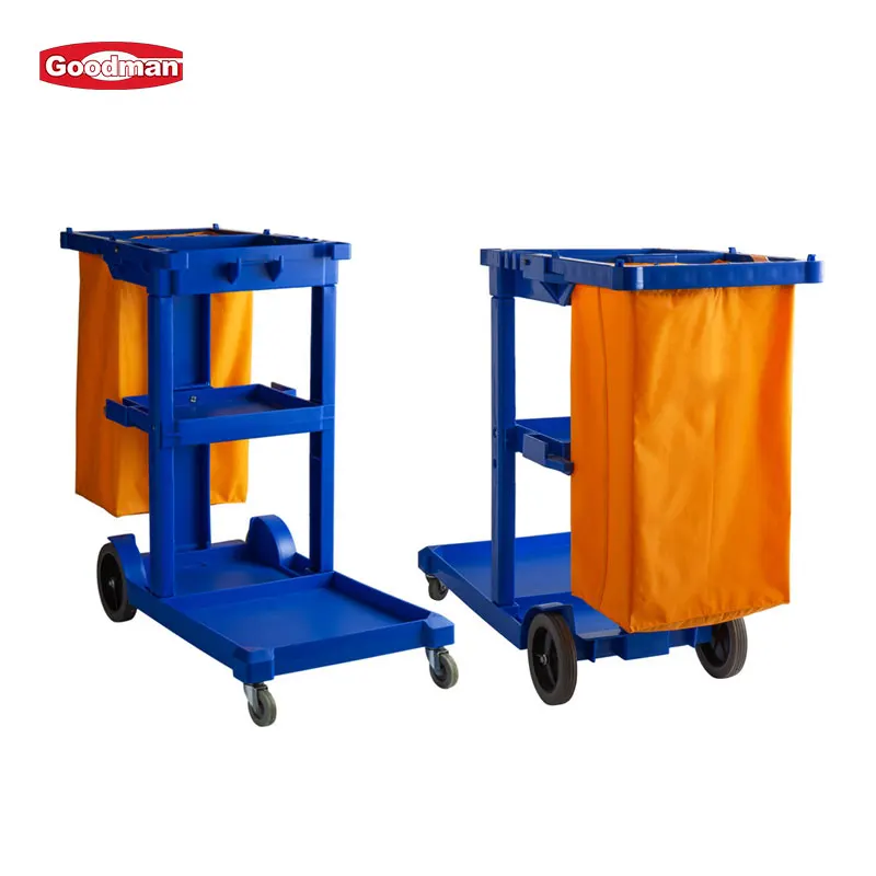 Commercial Multifunctional Janiror Equipment Hotel Hospital Cleaning Room Service Plastic Maid Trolley Housekeeping Cart manufacture