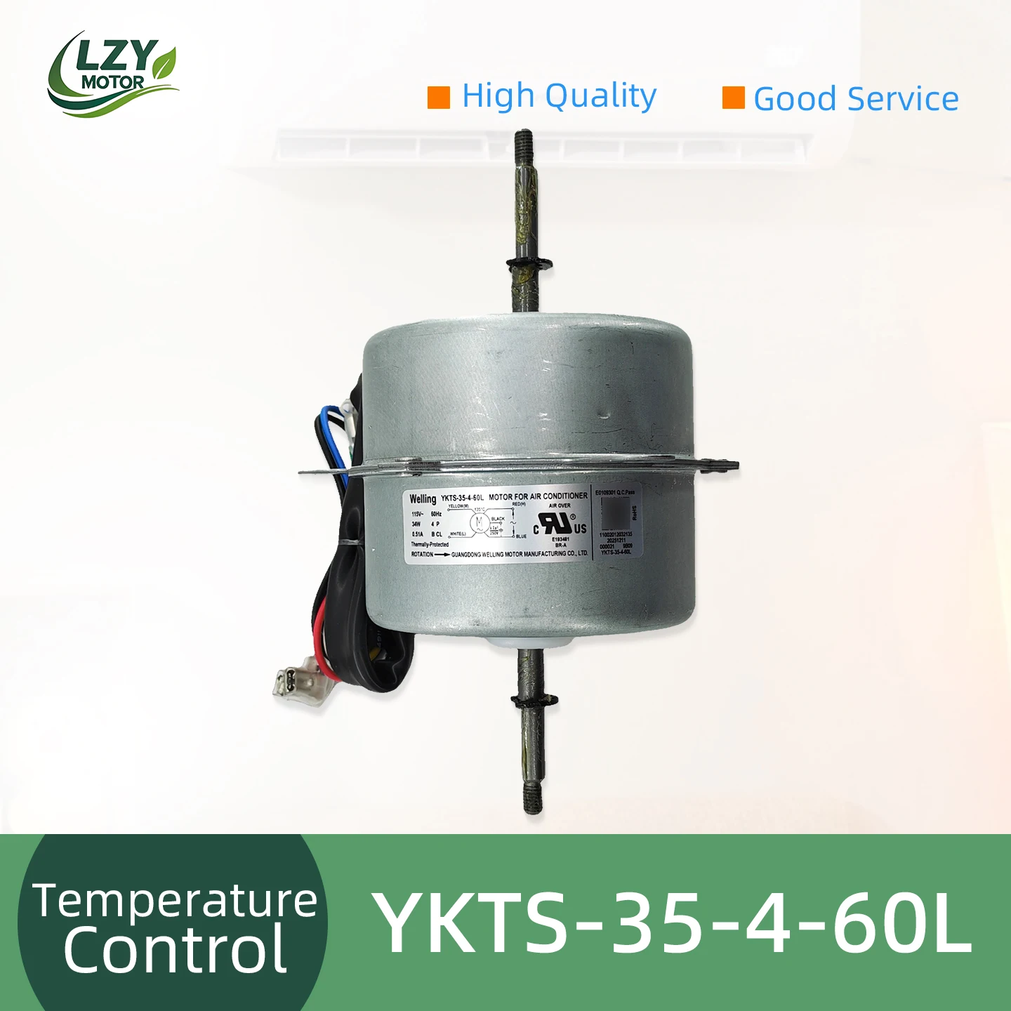 For Home Air Conditioner AC Fan Motor YKTS-35-4-60L AC115V 60Hz High Torque  Durable Replacement 1.9kg