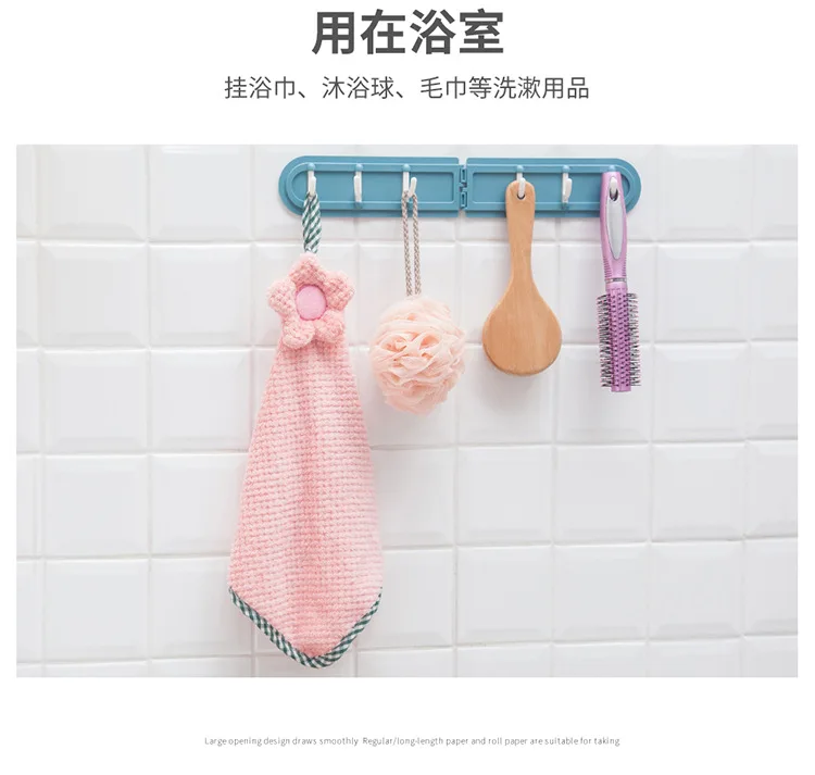 Creative corner six row novelty hooks Home portable traceless adhesive novelty hooks kitchen bathroom waterproof row novelty hooks supplier