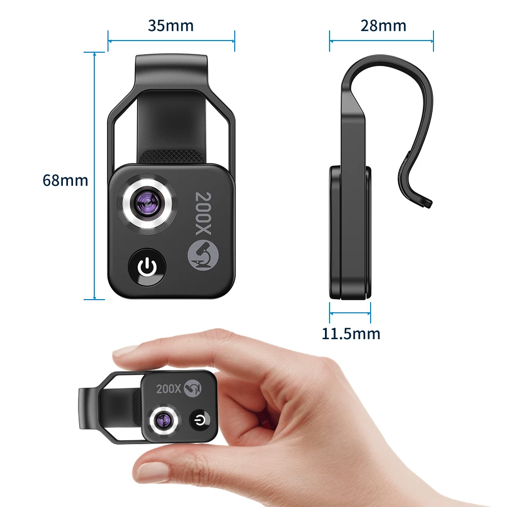 APEXEL Mobile LED Light Micro Pocket Macro Lenses 200X Magnification Microscope Lens With CPL for iPhone Samsung All Smartphones
