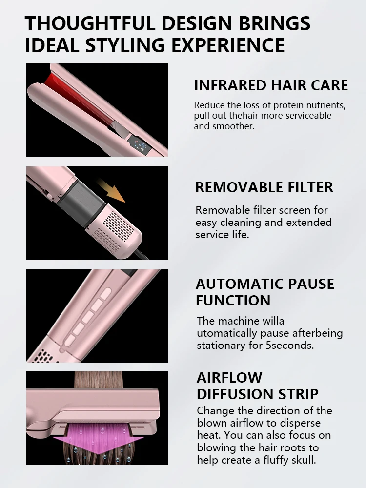 Electric Hair Styling Tool Set Straightener Curler Dryer with Ceramic Plate LED Display Flat Iron for Household Hotel Use factory
