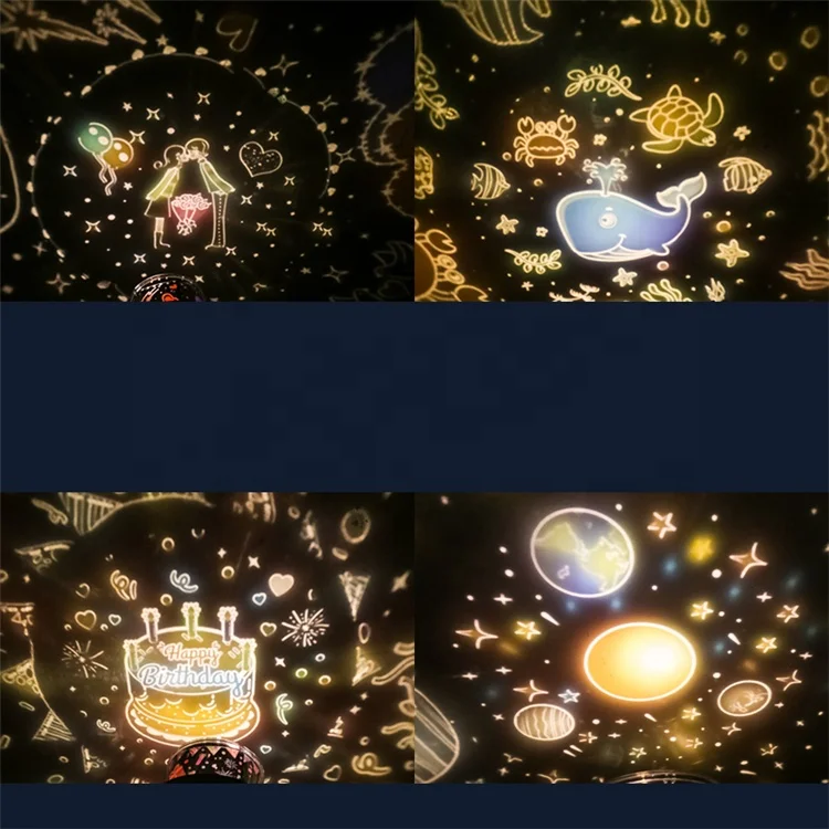 Custom Cute Elf Projection Lamp Rotating Ocean Christmas Birthday Party Atmosphere Star Projector for Baby Night Light
