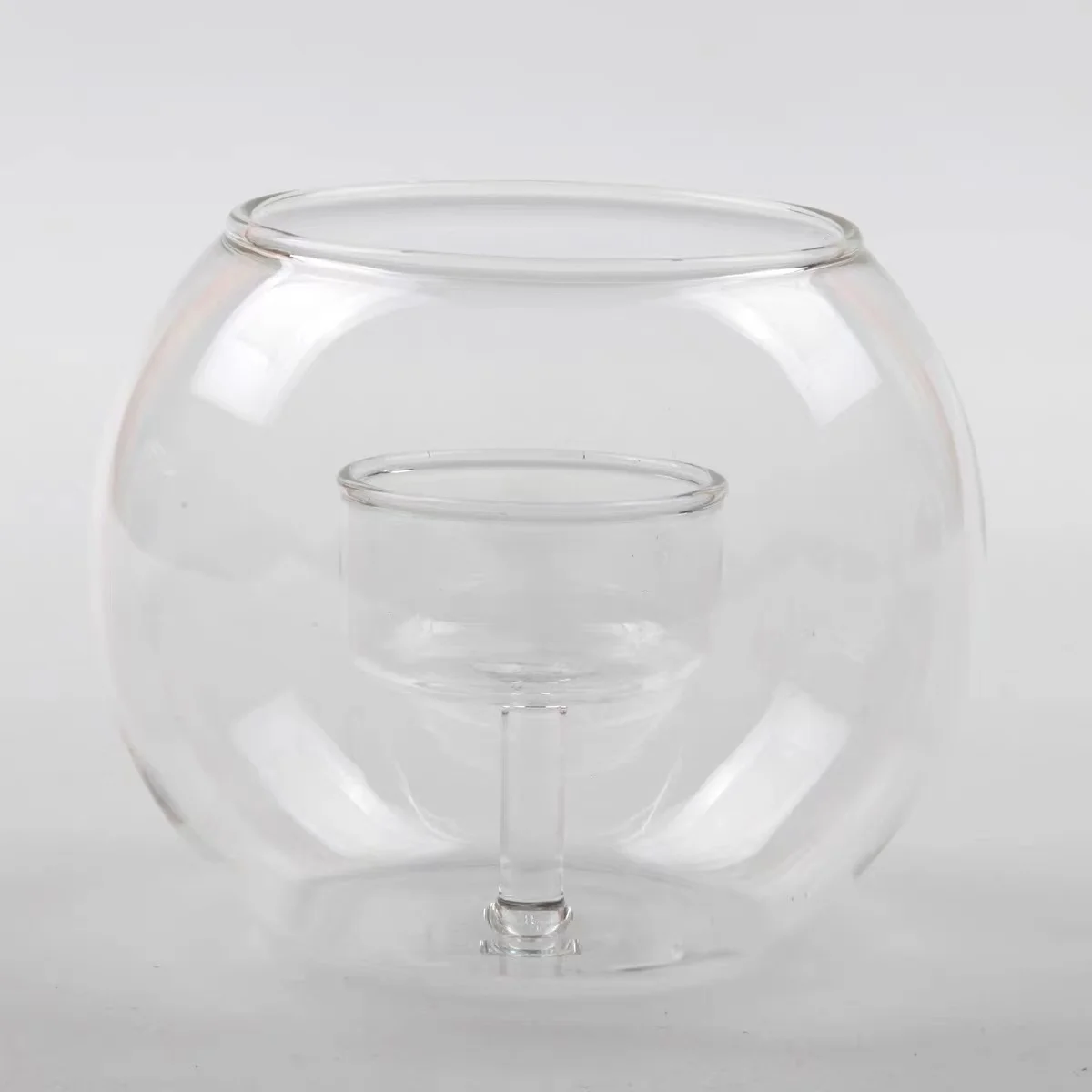 Hand Blown Round Clear Colored Borosilicate Glass Bowl Vase Floating Candle Holder Bowl for Home Wedding Party Decoration