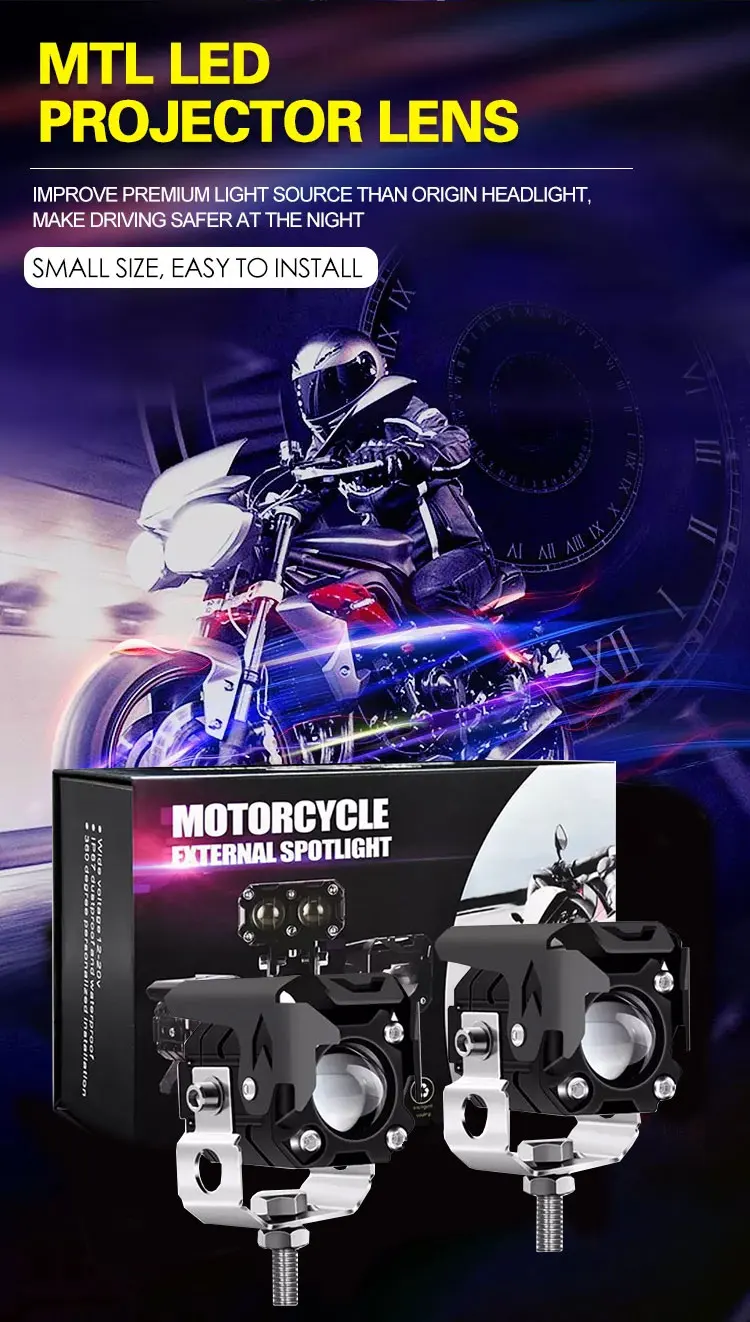 Led Motorcycle Light Dual Color External Draving Light Electric Moto