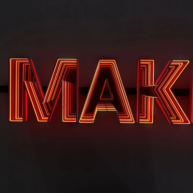 LED 3D Infinity Mirror Sign,Personalized Business Infinity Mirror Neon Sign,Custom LED Track Channel Letters
