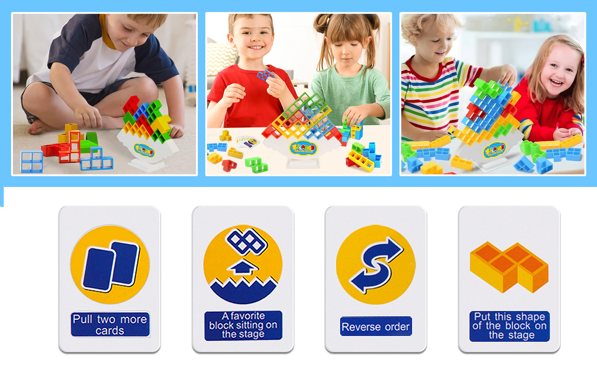 64 Pcs Fun Balance Stacking Building Blocks Board Game Balance Game ...