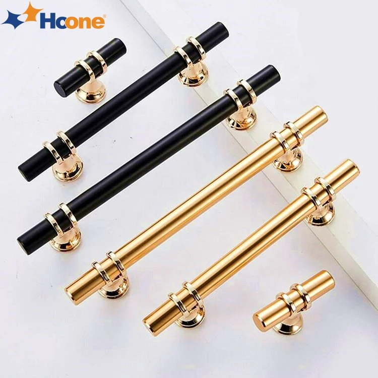 Hoone Modern Gold Black Drawer Pulls Knobs Hardware Zinc Alloy   H2d1b6ef6fd814a9e8c3e27a000c44e6br 