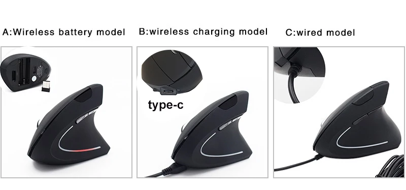 2.4G Computer Wireless Vertical Ergonomic PC Gaming Mouse Mice