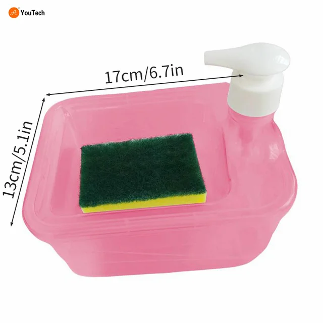 Dish Soap Dispenser With Cleaning Sponge Kitchen Liquid Soap Dispenser