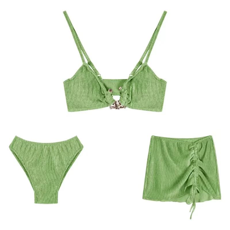 Sexy Bikini Set Split Beach Swim Suits Three Pieces Swimming Wear Women ...