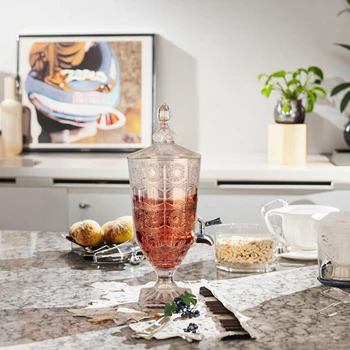 2.5L Clear Glass Mason Jar Big Volume Beverage Dispenser for Juice Wine Ice Drinks Food Safe Glass