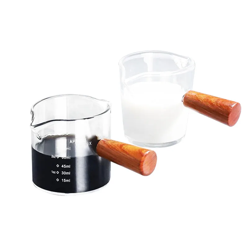 Wood Handle Small Milk Coffee Espresso Glass Cup