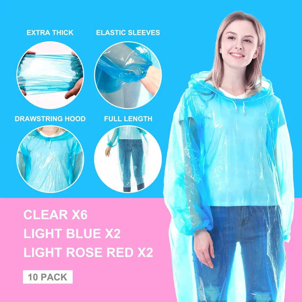 Custom Raincoat Logo Disposable Pe Ldpe Material Plastic Raincoat