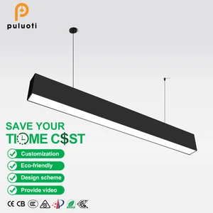 PULUOTI Modern 1467mm*33mm*60mm 55W White Black Downlight 110°  LED Linear Hanging Light Chandelier Floodlight Surface Mounted