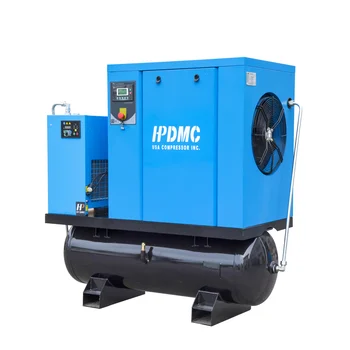 HPDMC 20HP Rotary Screw Compressor 208-230V/60HZ 3-Phase 81CFM 125PSI Industrial System with 80 Gal Tank Refrigerated Air Dryer