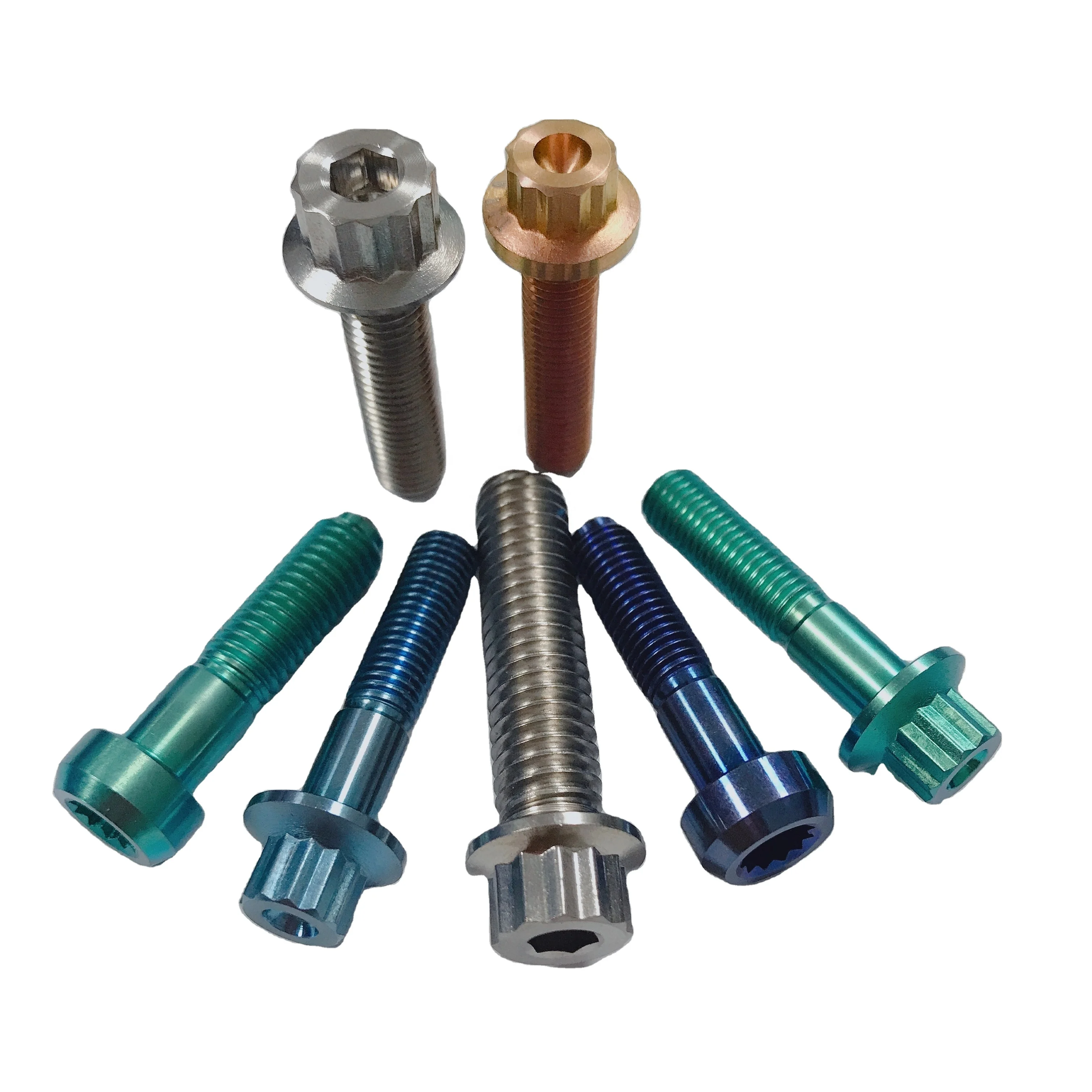 M7x32 12 Point Flange Head Titanium Bolt in Gold