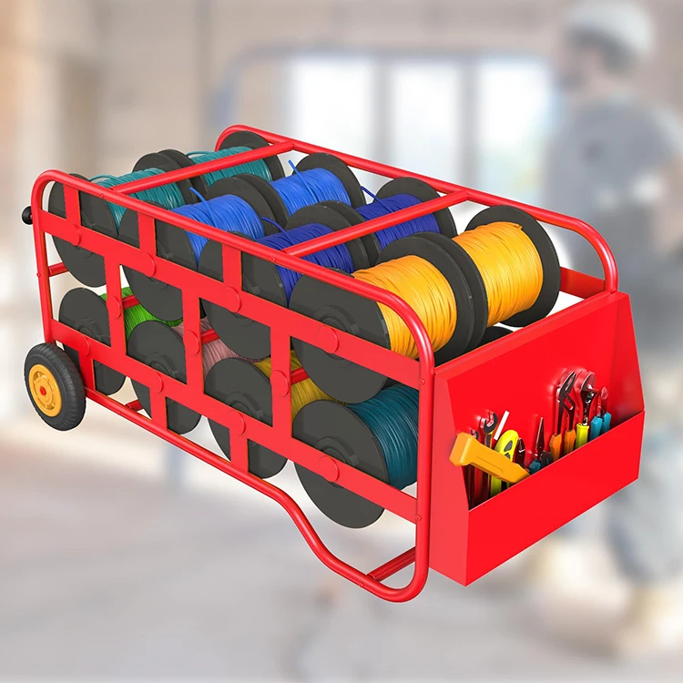 JH-Mech Cable Dispenser Stand Portable Efficient Cable Management Multi-Spool Wire Cable Rack Spool for Electrical Industrial