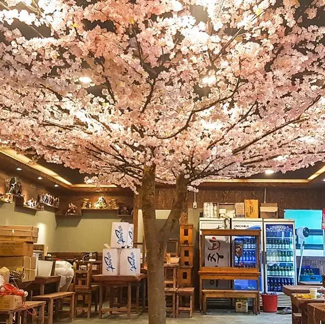 YRUHS4 Large Pink White Cherry Tree Fake 8-10Ft 3M Big Sakura Artificial Cherry Blossom Tree for Restaurant Hotel Wedding Decor